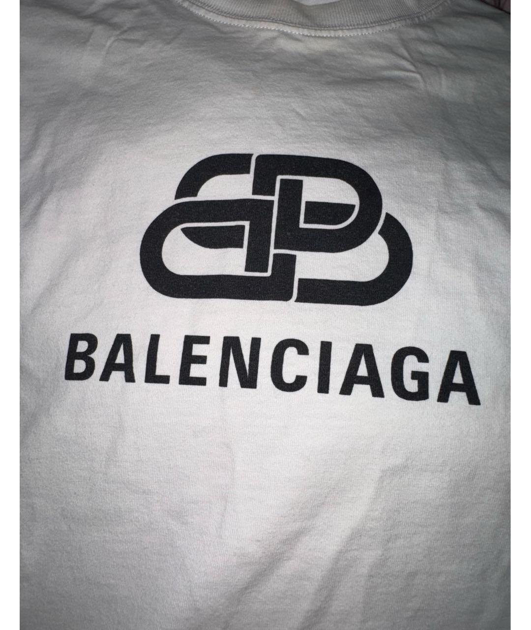 BALENCIAGA Белая хлопковая футболка, фото 3