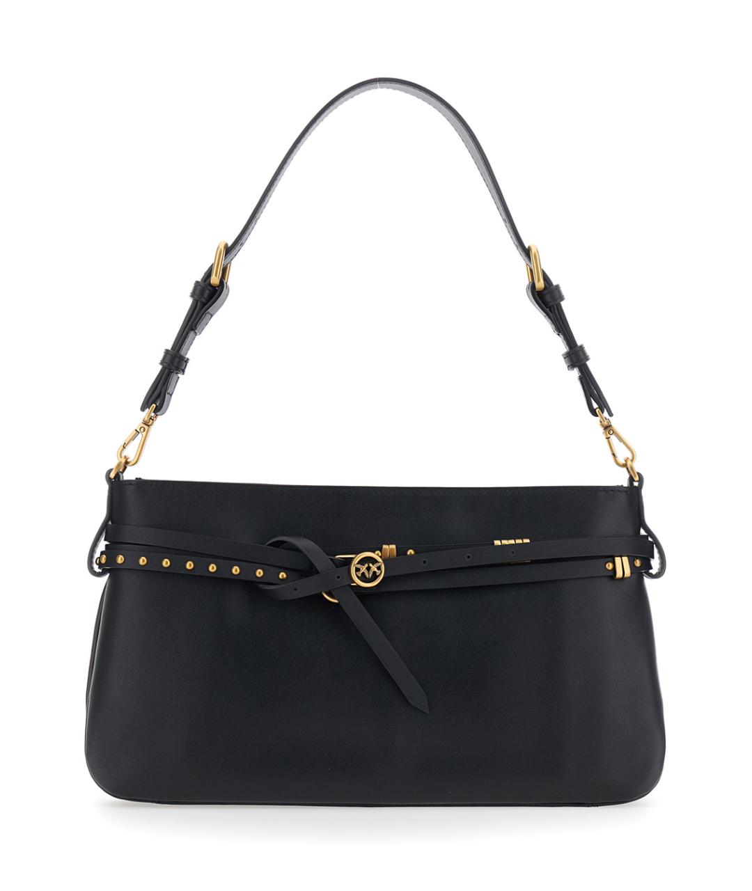 PINKO Черная кожаная сумка через плечо, фото 1