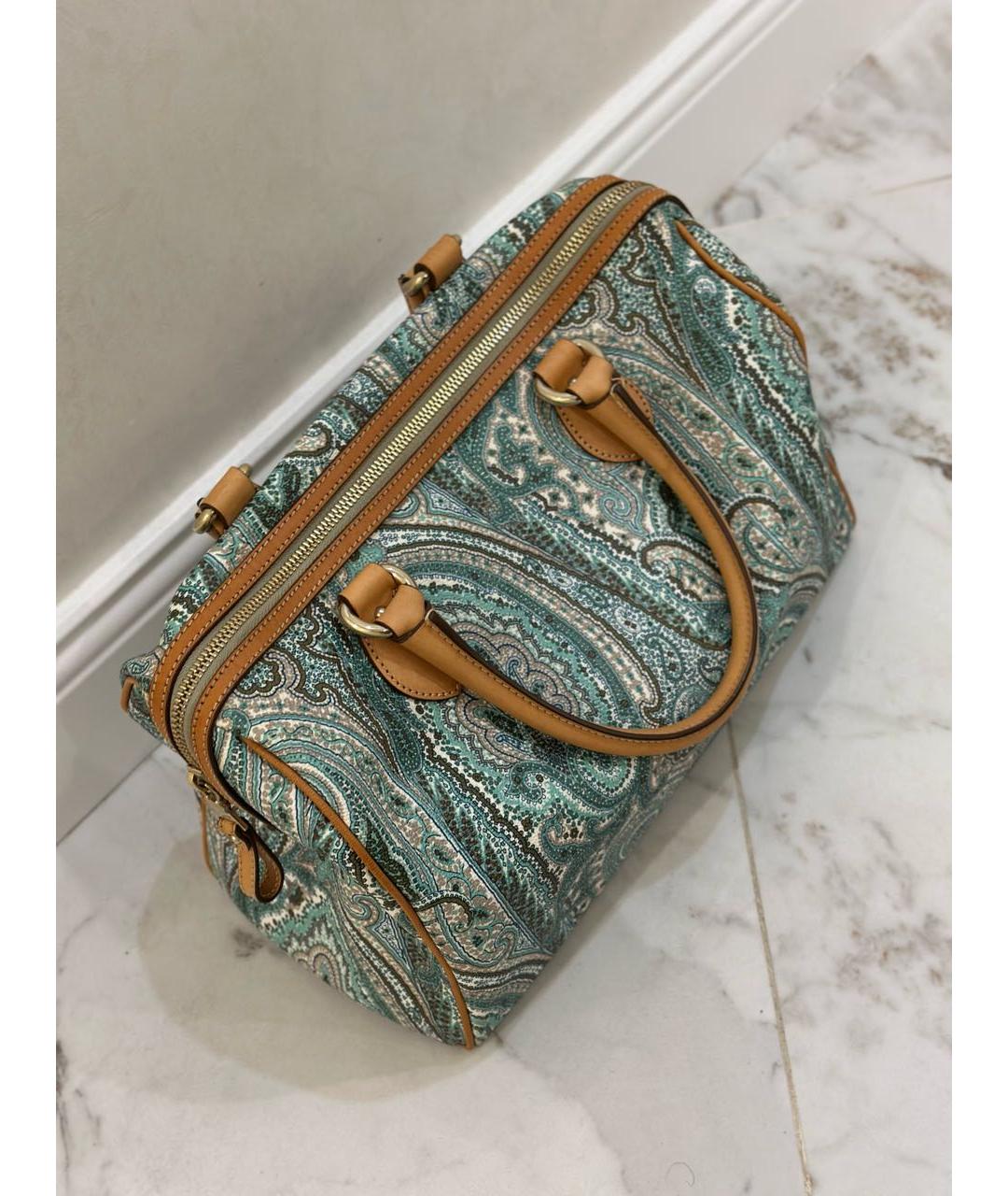 ETRO Бирюзовая кожаная сумка тоут, фото 4