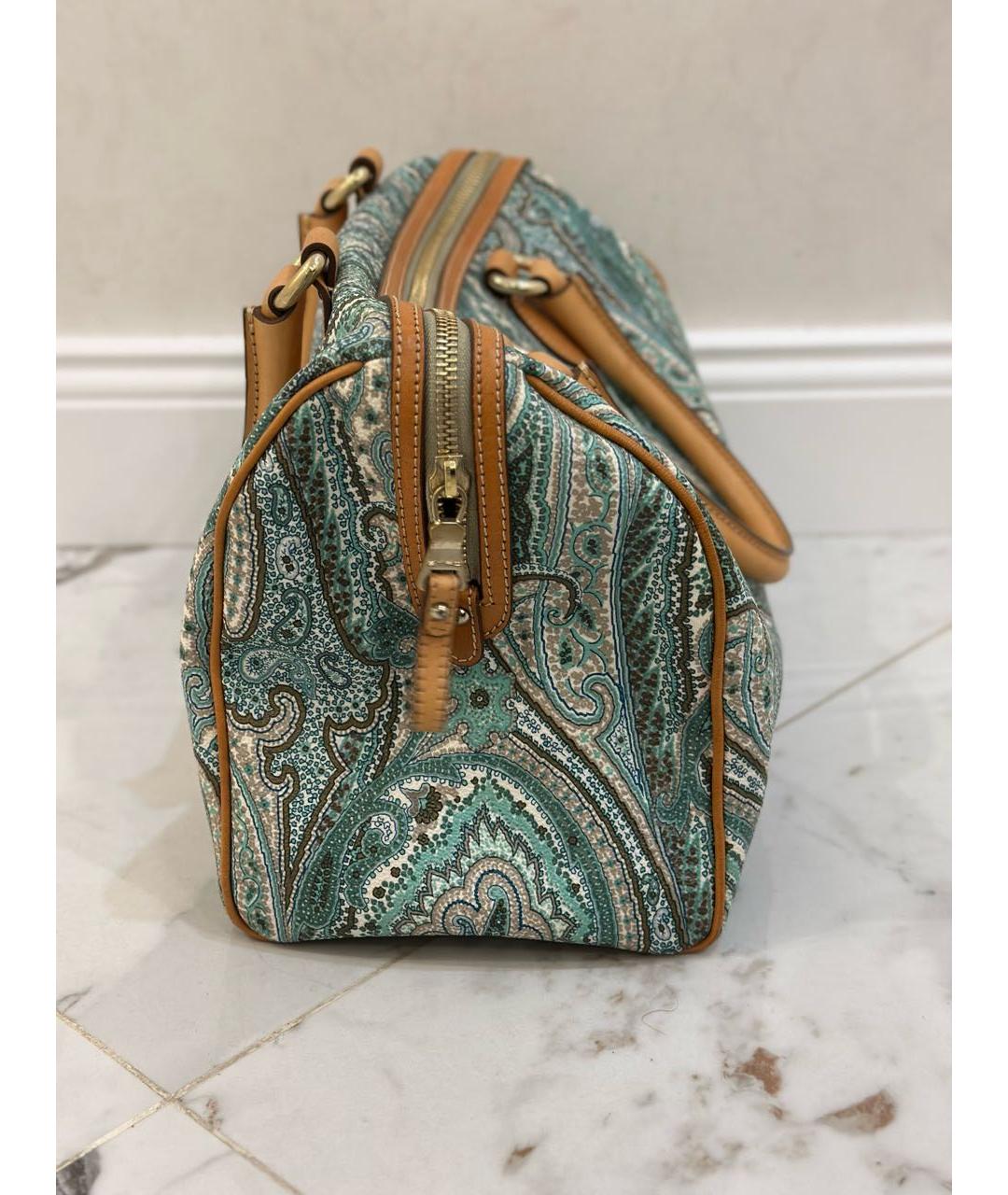 ETRO Бирюзовая кожаная сумка тоут, фото 5