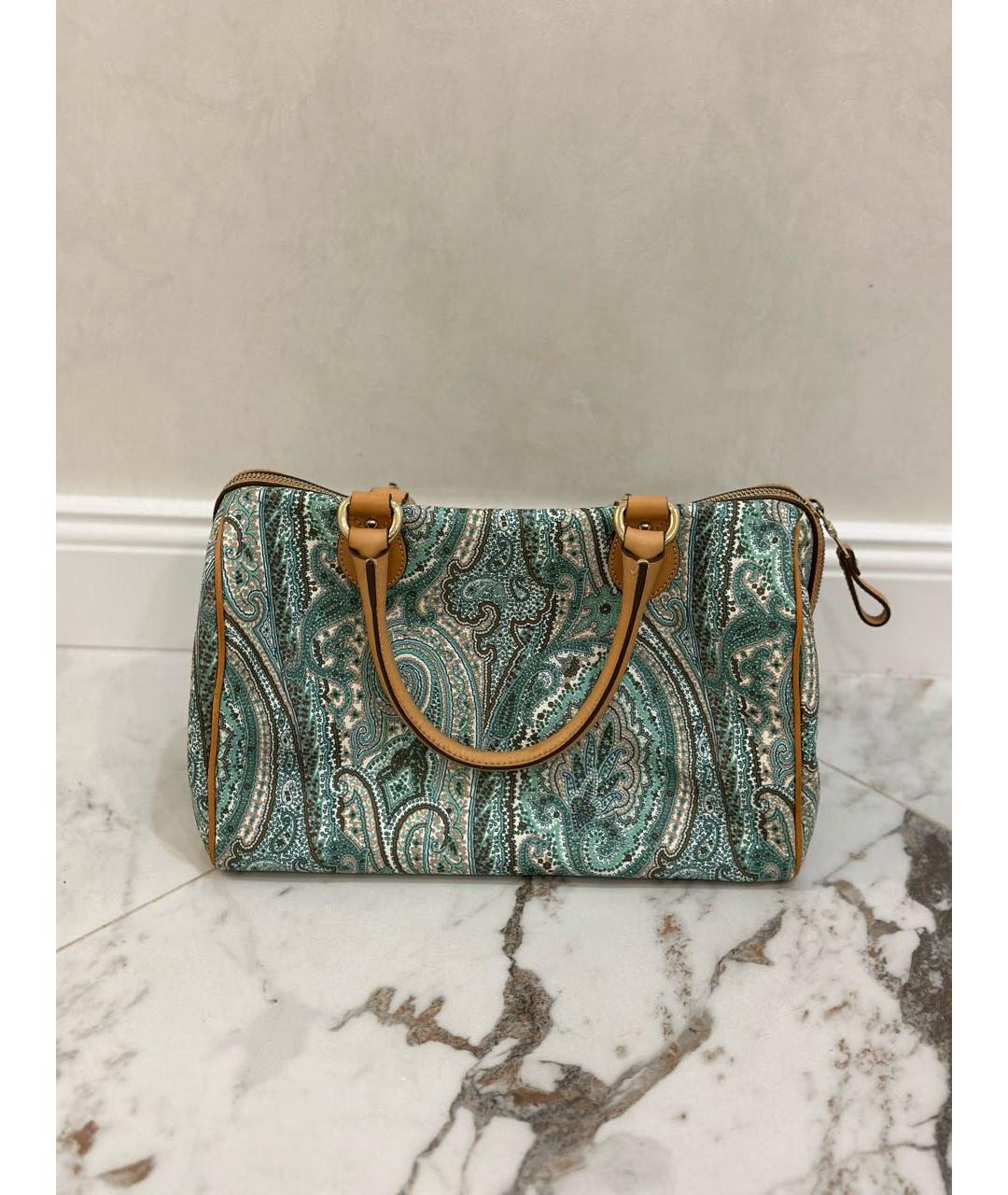 ETRO Бирюзовая кожаная сумка тоут, фото 2