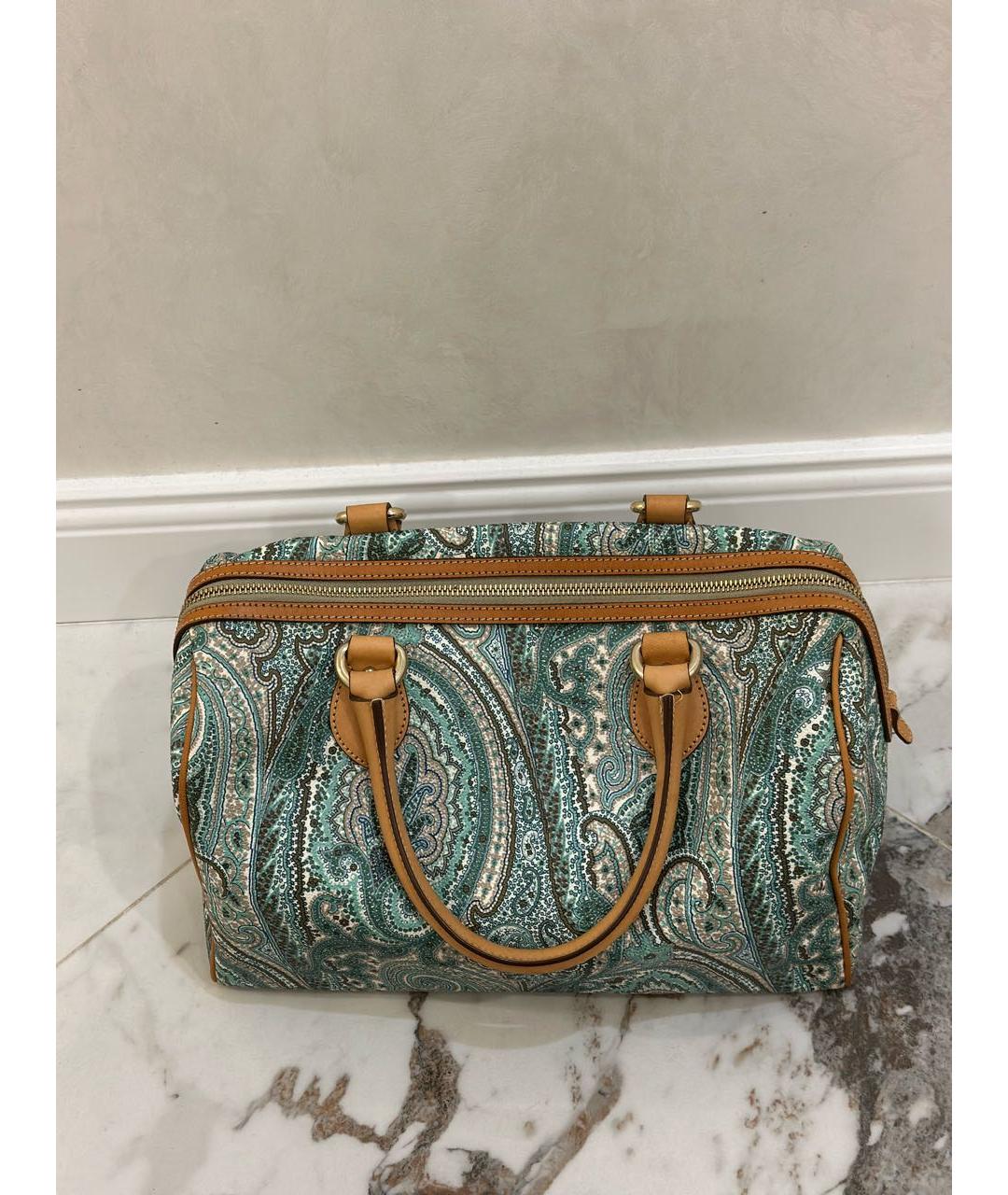 ETRO Бирюзовая кожаная сумка тоут, фото 3