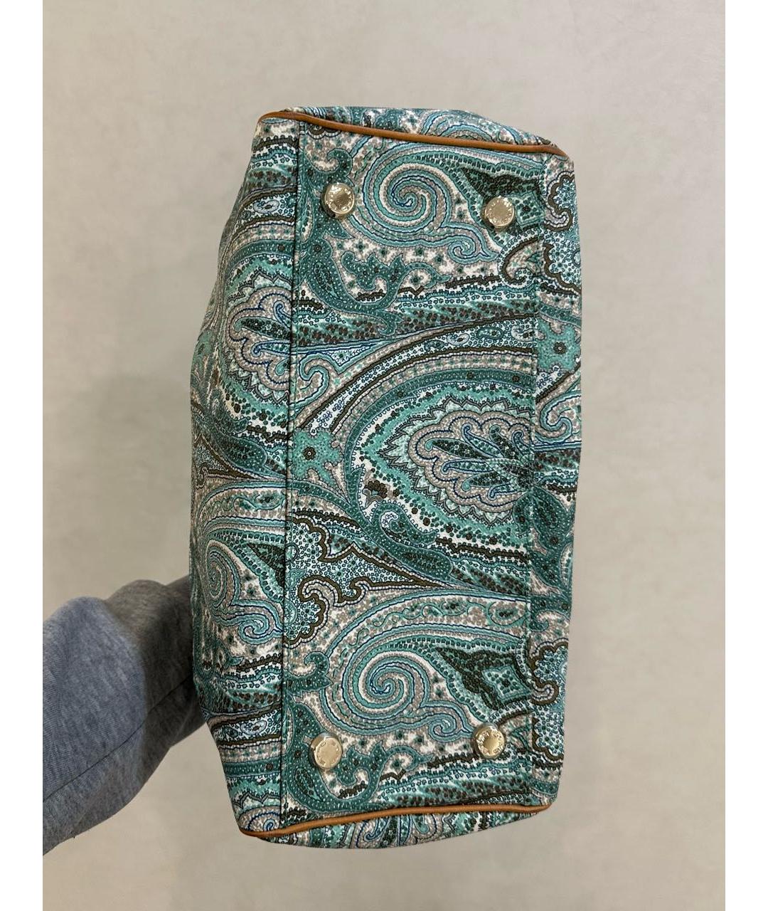 ETRO Бирюзовая кожаная сумка тоут, фото 8