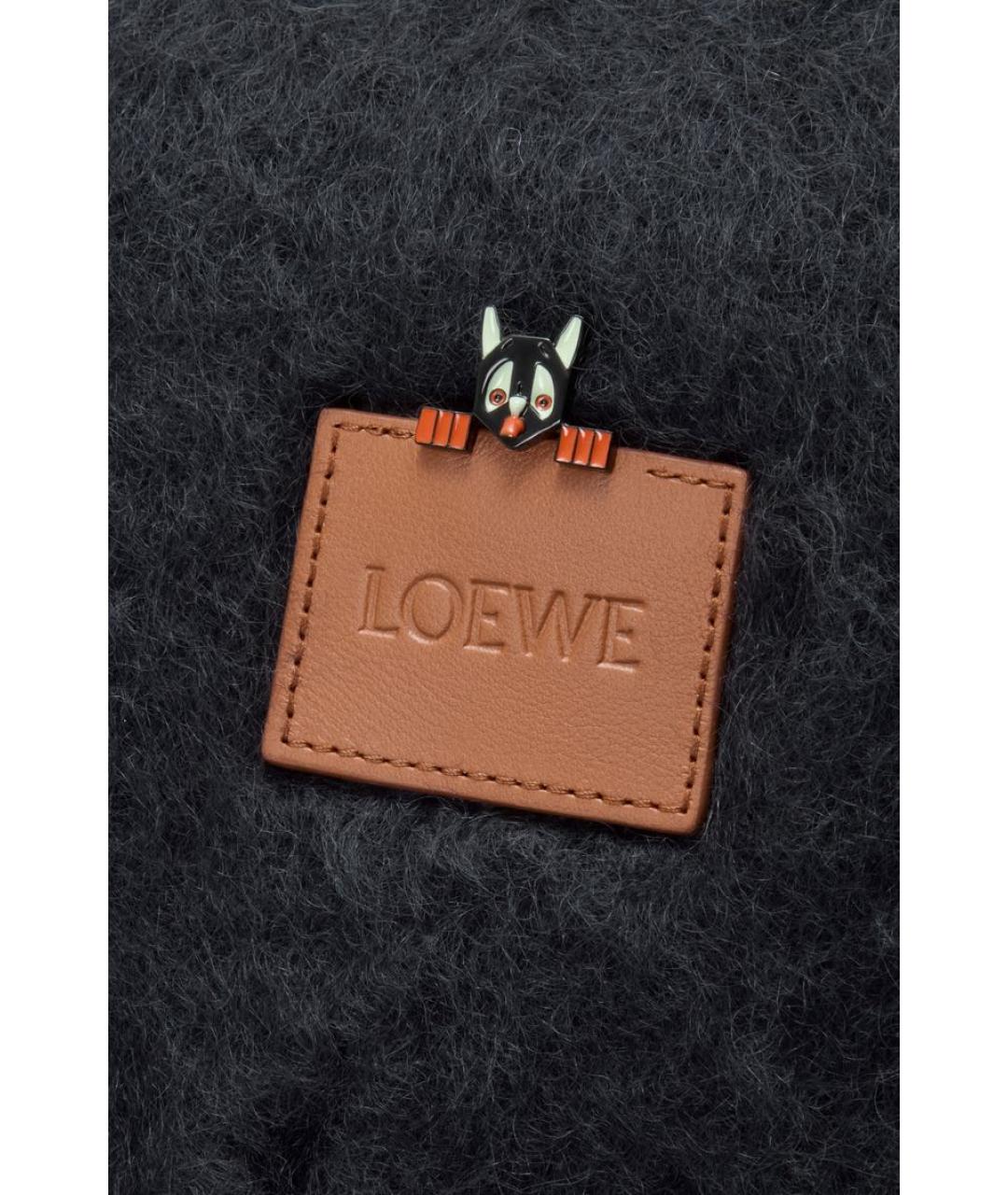 LOEWE Черный шерстяной шарф, фото 3