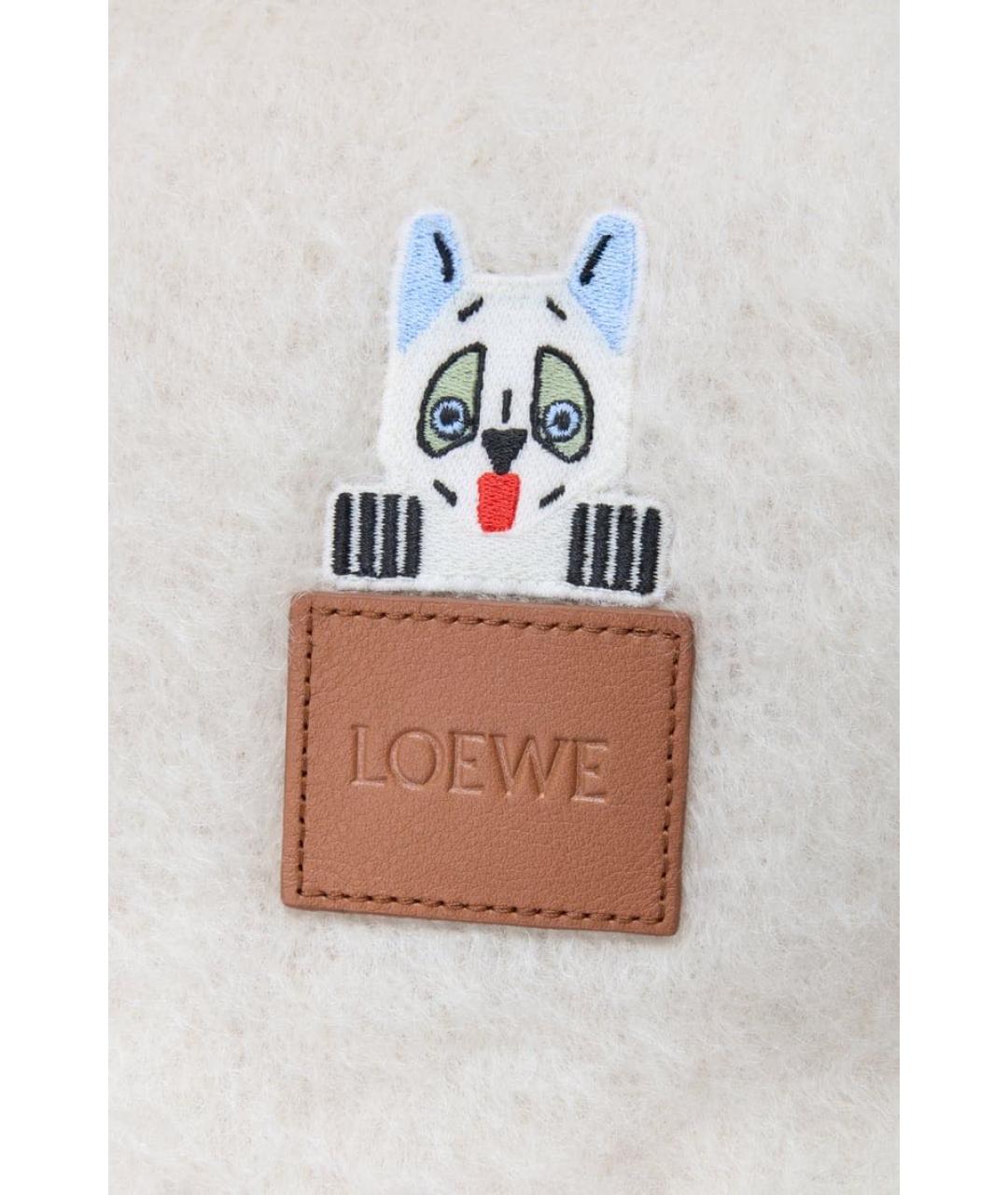 LOEWE Белый шерстяной шарф, фото 4