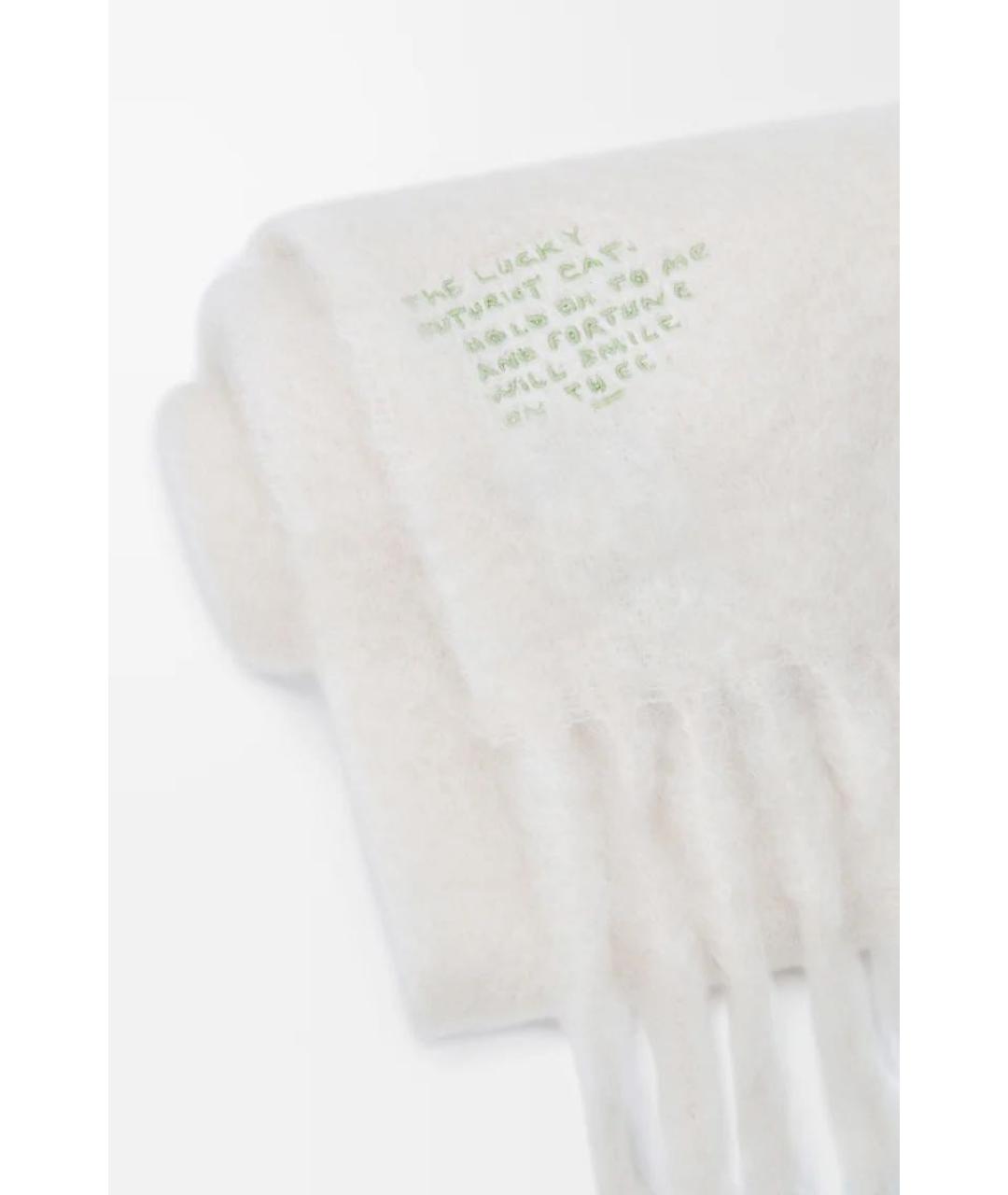 LOEWE Белый шерстяной шарф, фото 5