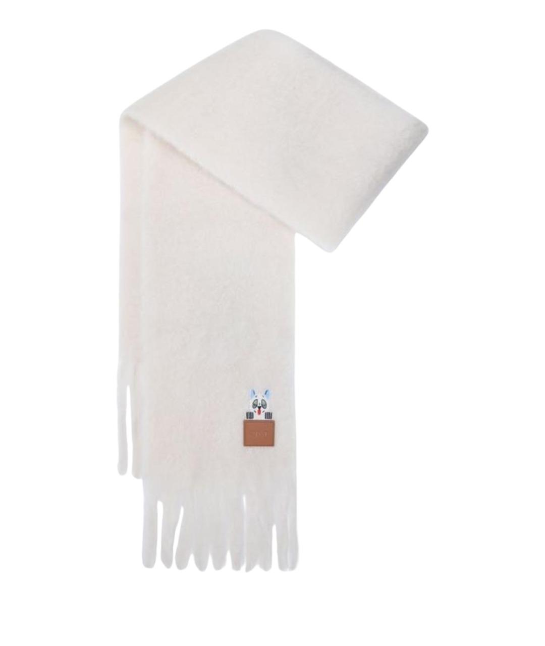 LOEWE Белый шерстяной шарф, фото 1