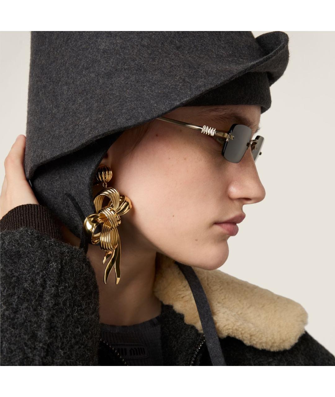 MIU MIU Серебряные металлические солнцезащитные очки, фото 4