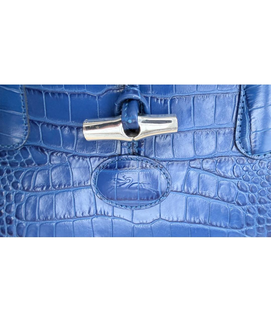 LONGCHAMP Синяя кожаная сумка с короткими ручками, фото 4