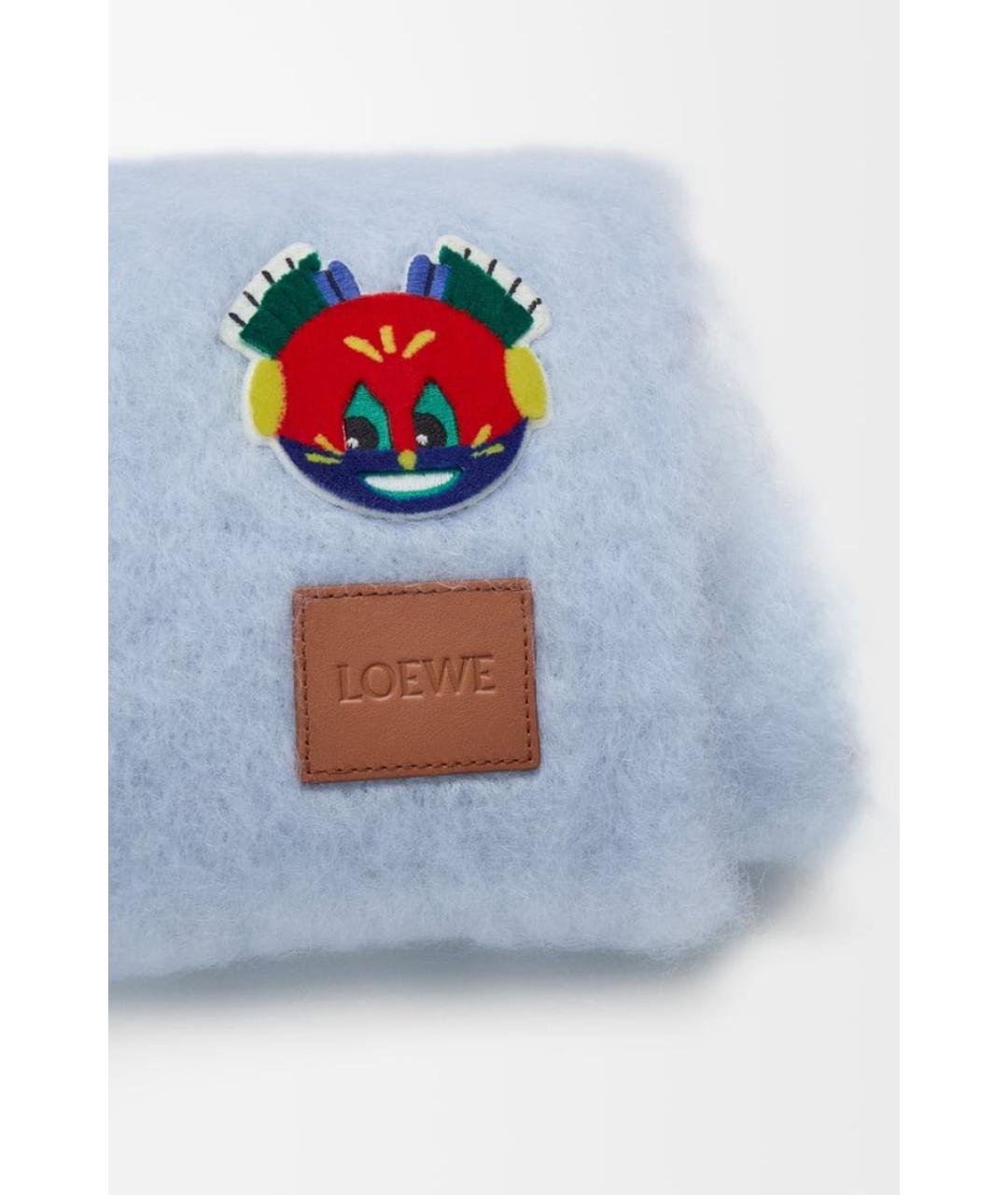 LOEWE Голубой шерстяной шарф, фото 4