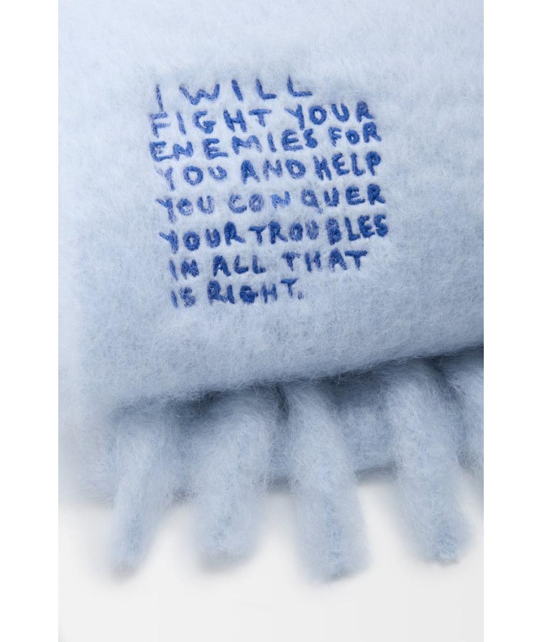 LOEWE Голубой шерстяной шарф, фото 5