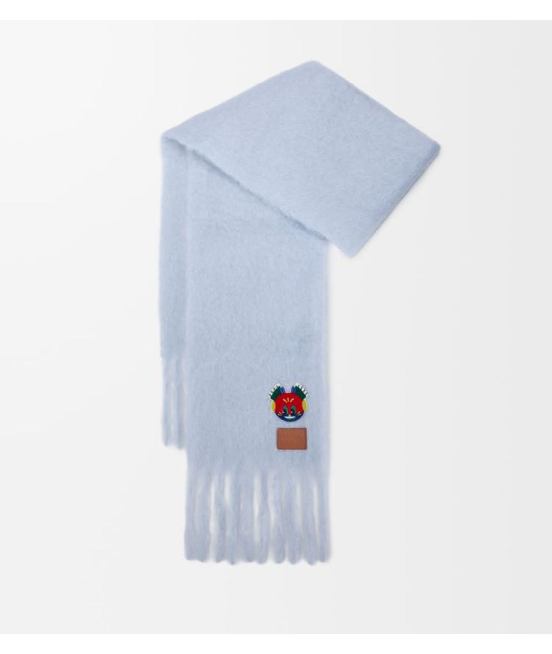 LOEWE Голубой шерстяной шарф, фото 6
