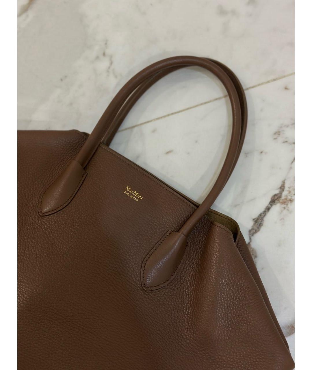 MAX MARA Коричневая кожаная сумка через плечо, фото 4