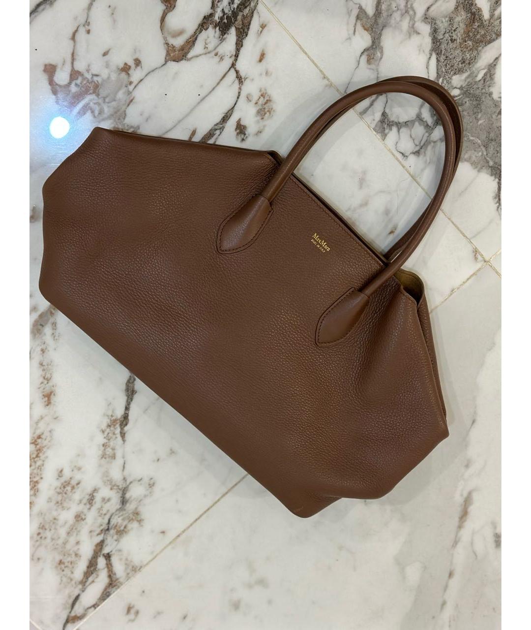 MAX MARA Коричневая кожаная сумка через плечо, фото 3