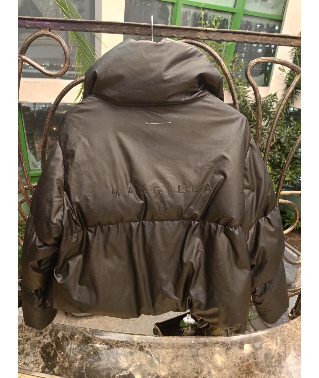 MM6 MAISON MARGIELA Черный кожаный пуховик, фото 2