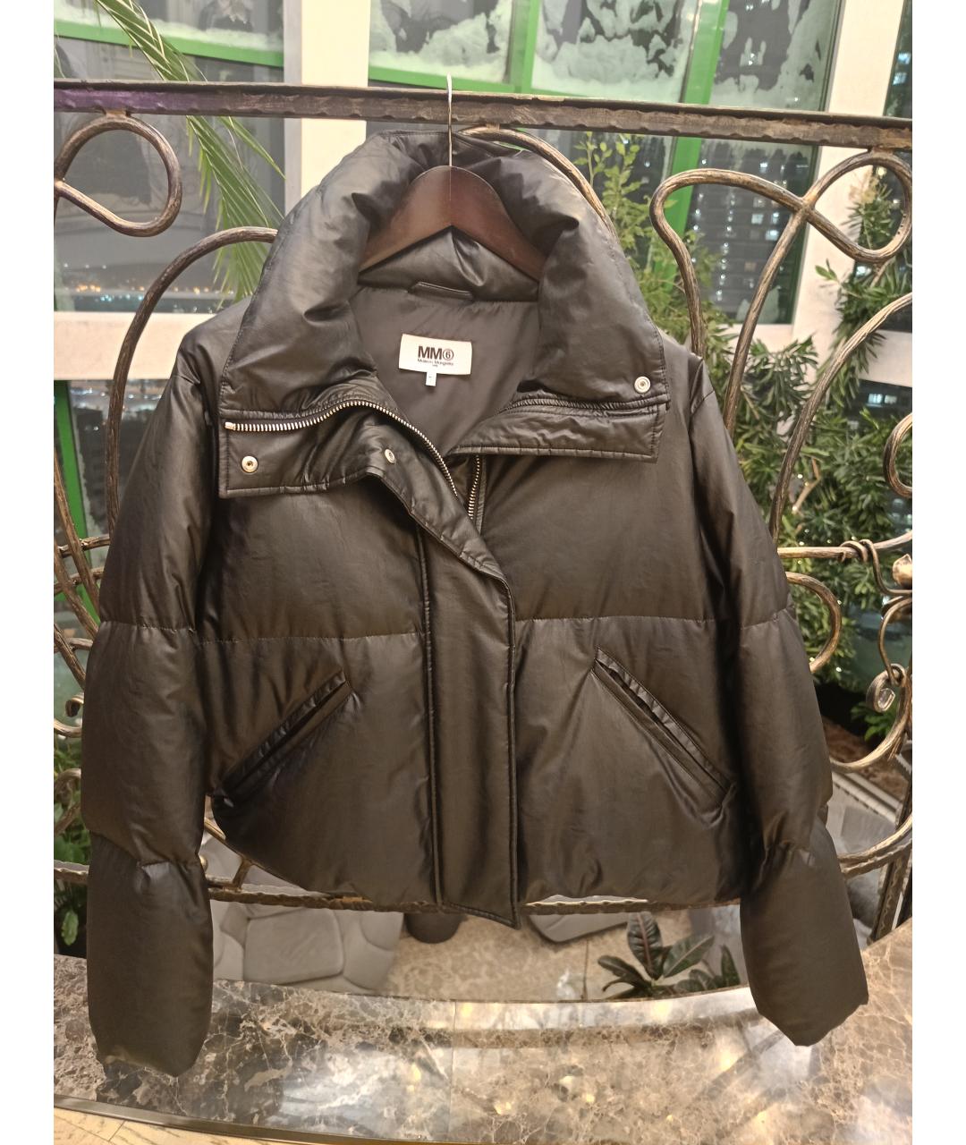 MM6 MAISON MARGIELA Черный кожаный пуховик, фото 5