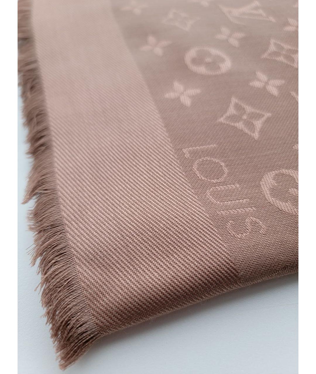 LOUIS VUITTON Коричневый шелковый платок, фото 5