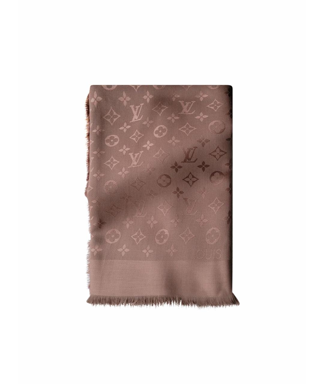 LOUIS VUITTON Коричневый шелковый платок, фото 1