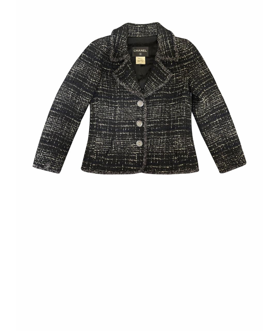 CHANEL Черный твидовый жакет/пиджак, фото 5