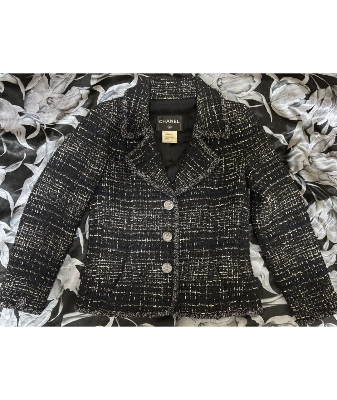 CHANEL Черный твидовый жакет/пиджак, фото 4