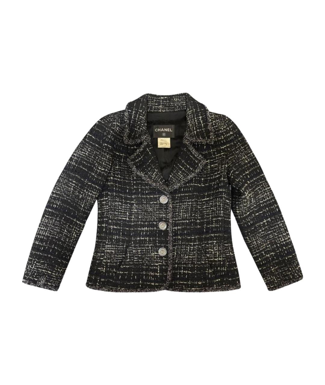 CHANEL Черный твидовый жакет/пиджак, фото 1