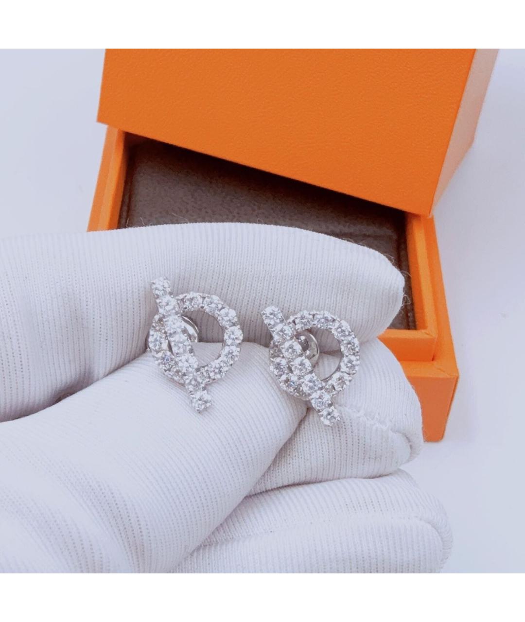 HERMES Белые серьги из белого золота, фото 2