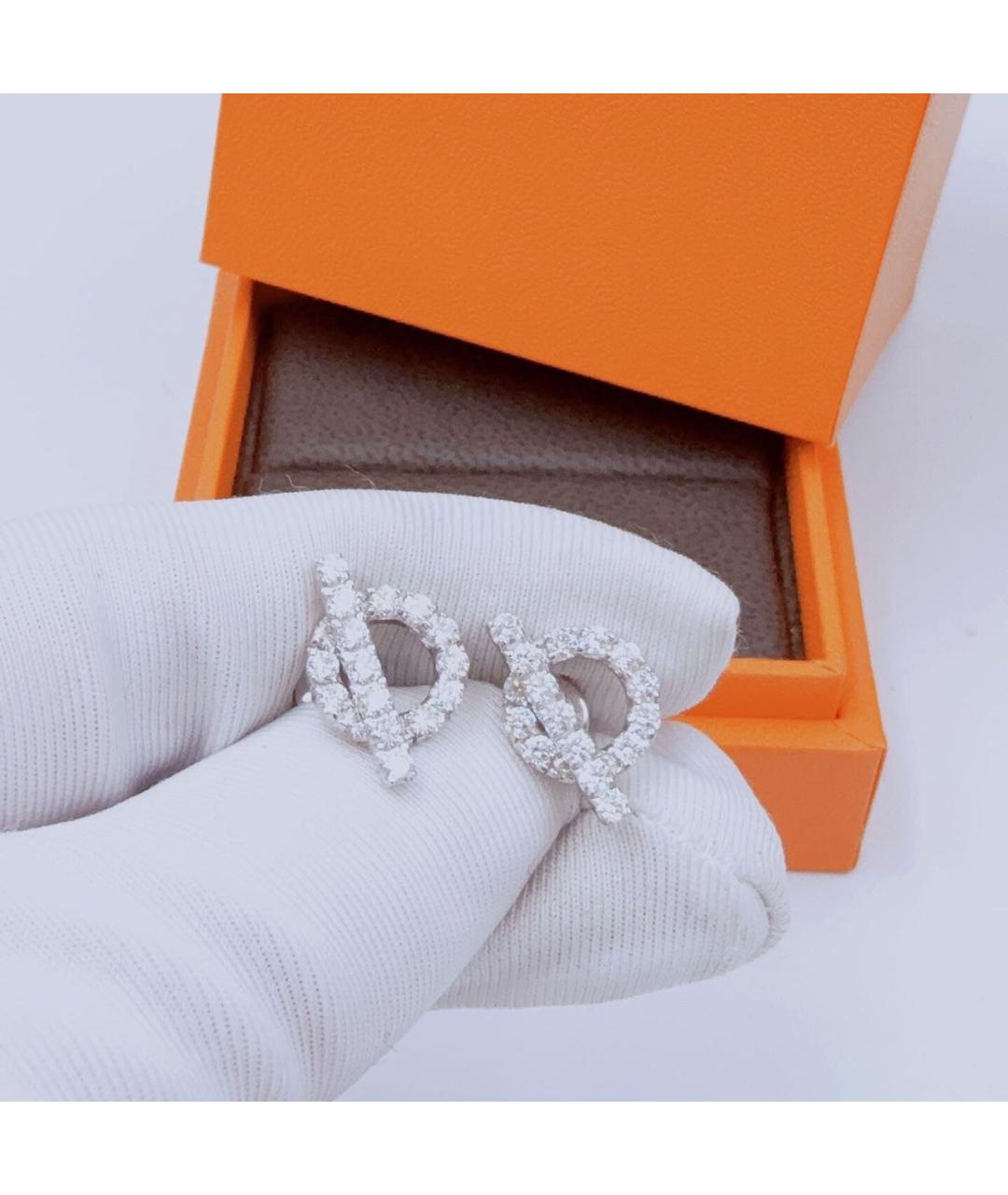 HERMES Белые серьги из белого золота, фото 3