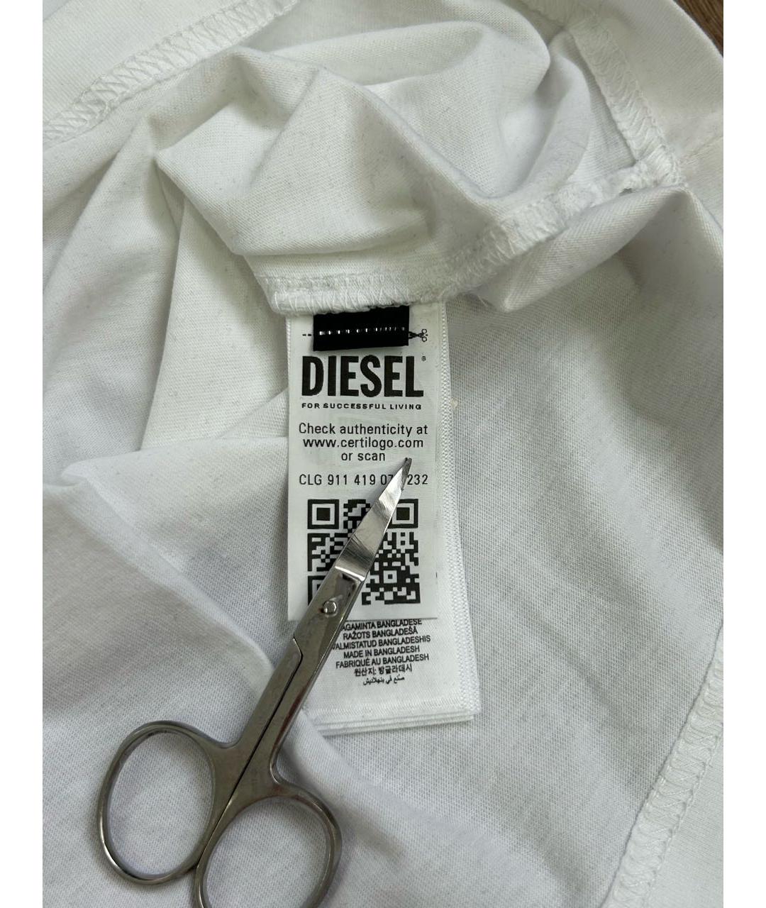 DIESEL Белая хлопковая футболка, фото 5