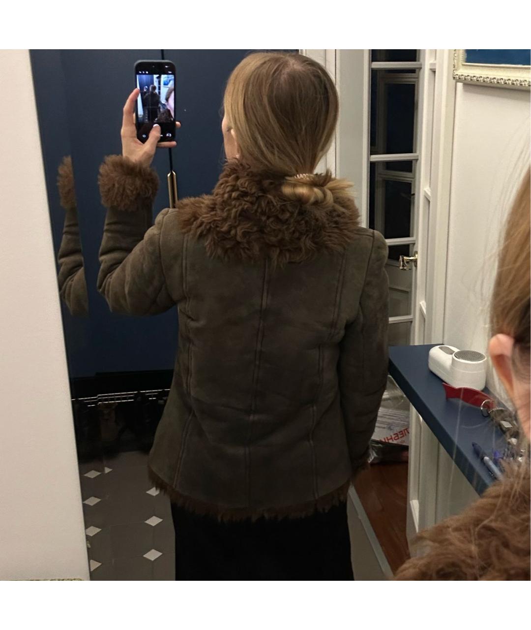 PATRIZIA PEPE Коричневая кожаная дубленка, фото 7