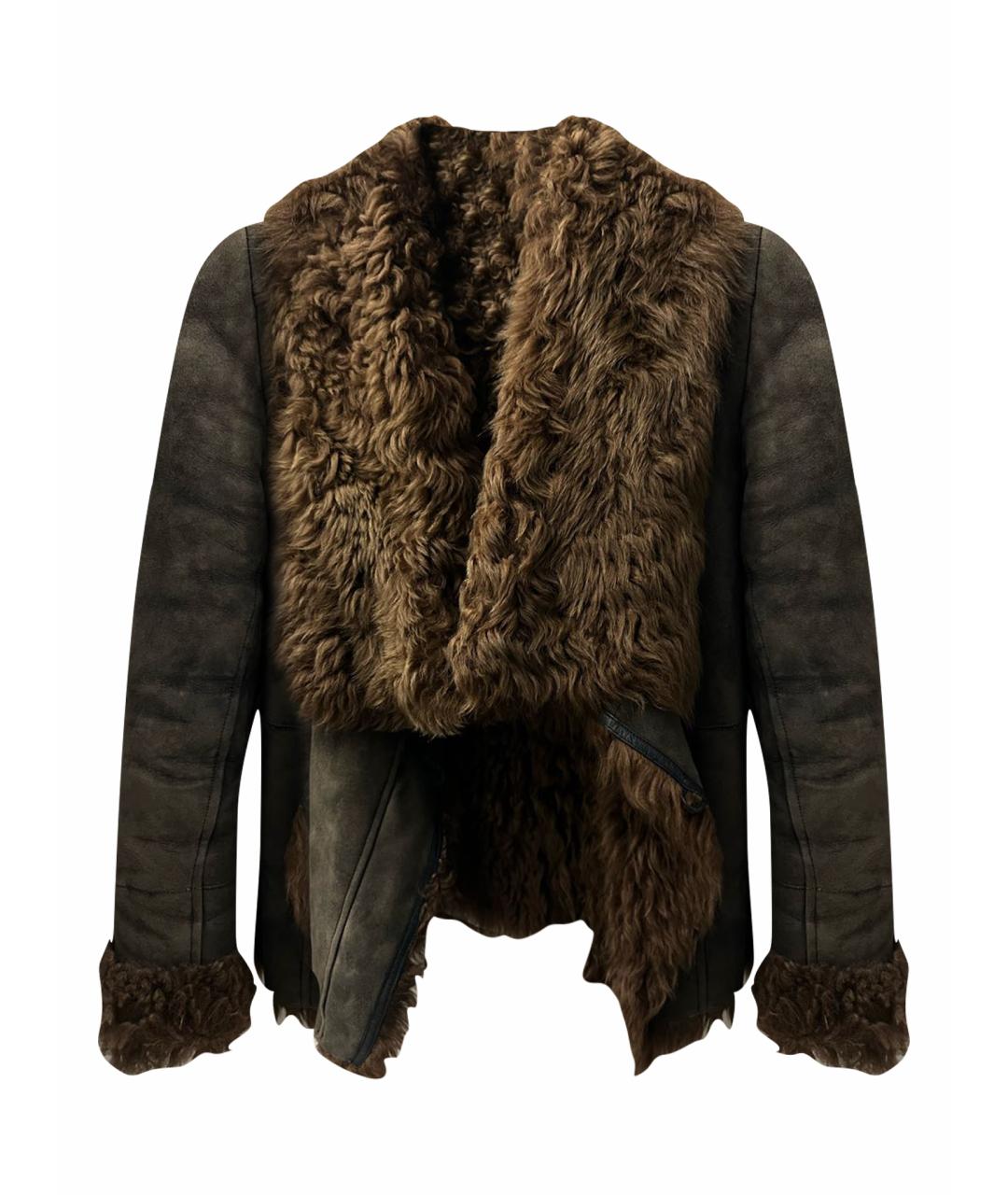 PATRIZIA PEPE Коричневая кожаная дубленка, фото 1