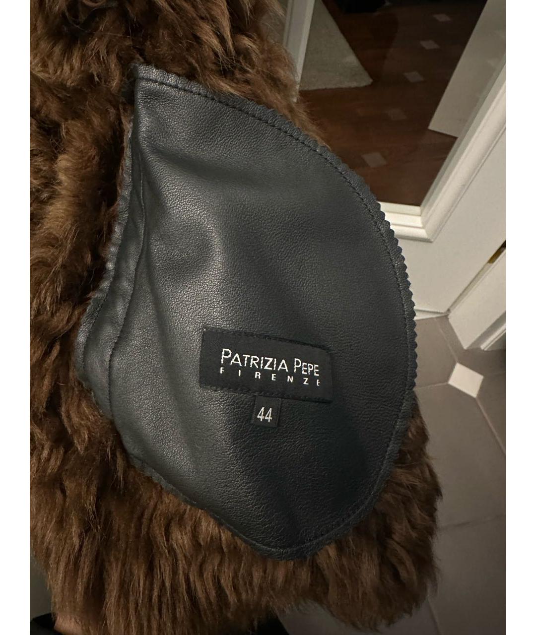 PATRIZIA PEPE Коричневая кожаная дубленка, фото 8