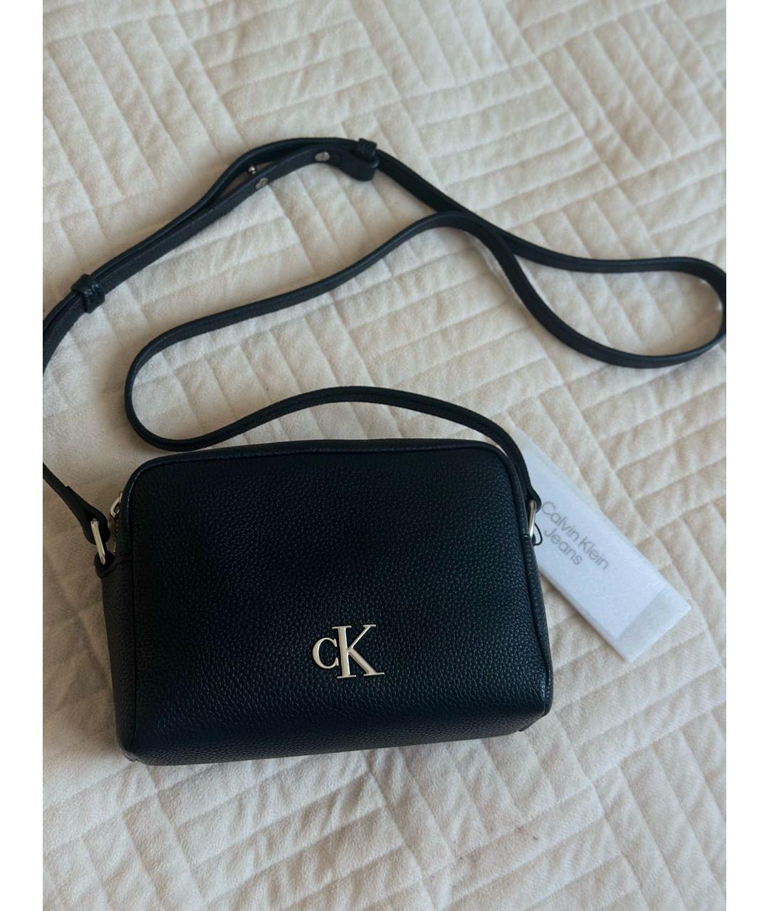 CALVIN KLEIN Черная сумка через плечо из искусственной кожи, фото 5