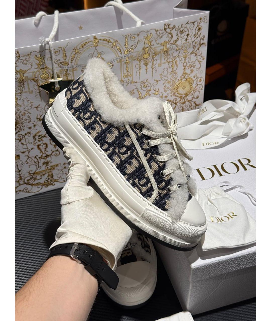 CHRISTIAN DIOR Бежевые текстильные кеды, фото 3