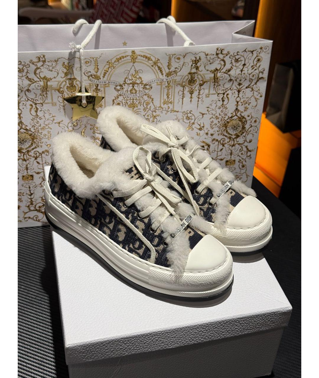 CHRISTIAN DIOR Бежевые текстильные кеды, фото 4