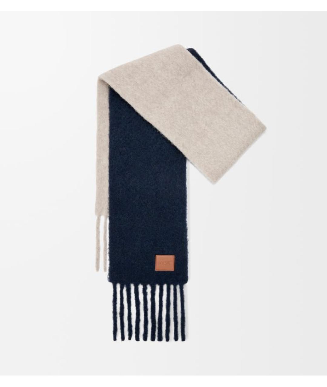LOEWE Темно-синий шерстяной шарф, фото 5