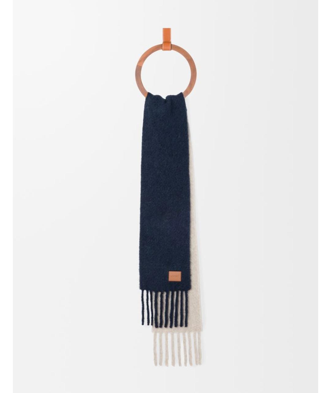 LOEWE Темно-синий шерстяной шарф, фото 3