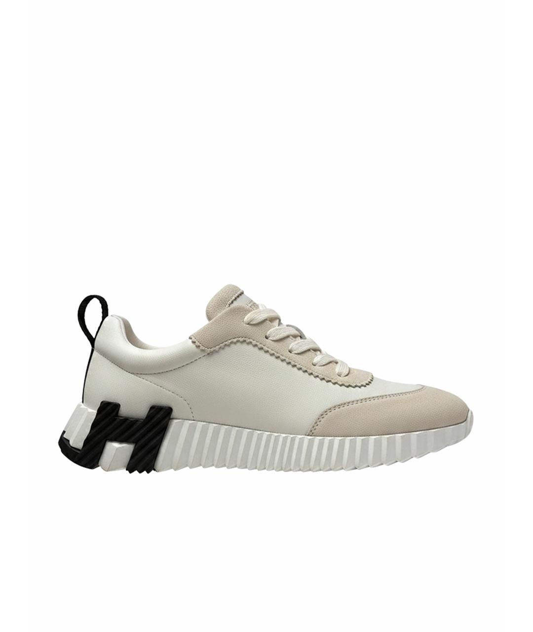 HERMES Белые кожаные кроссовки, фото 1