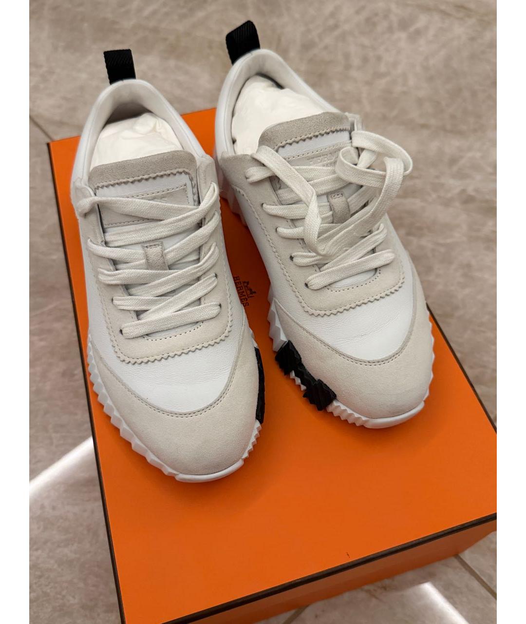 HERMES Белые кожаные кроссовки, фото 3
