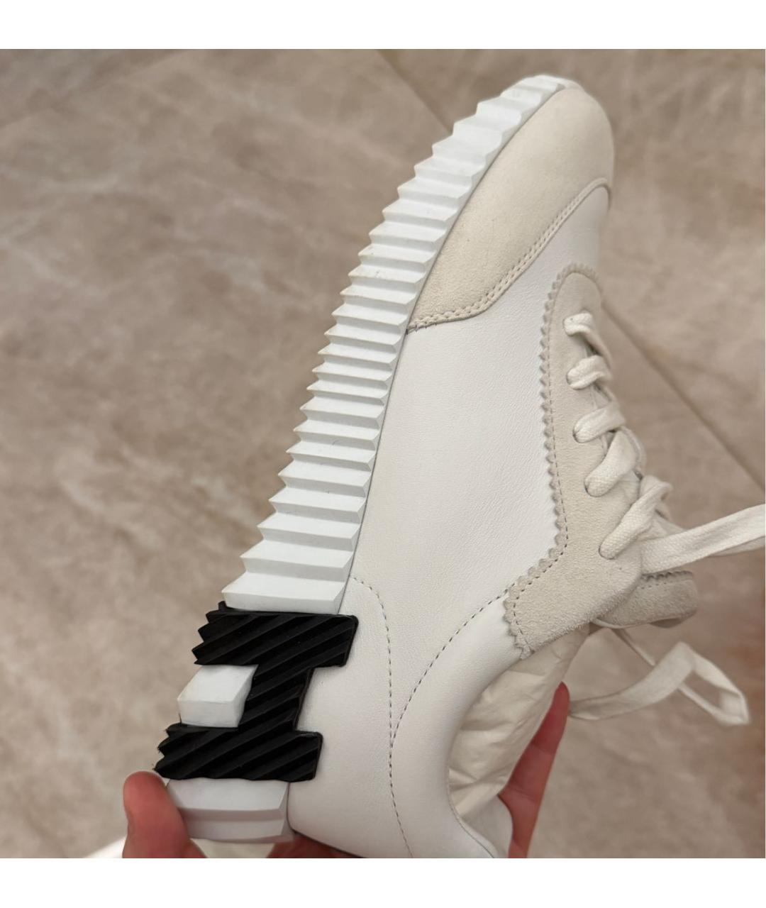 HERMES Белые кожаные кроссовки, фото 2