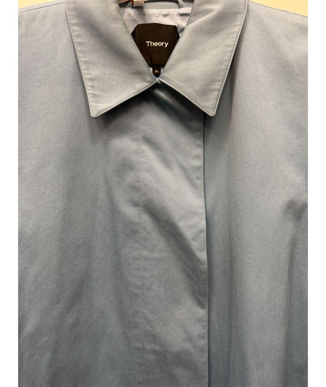 THEORY Голубой хлопковый тренч/плащ, фото 4