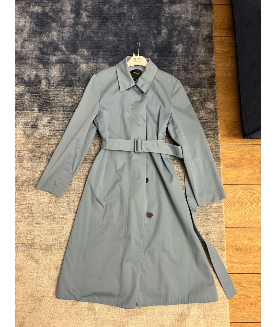 THEORY Голубой хлопковый тренч/плащ, фото 9