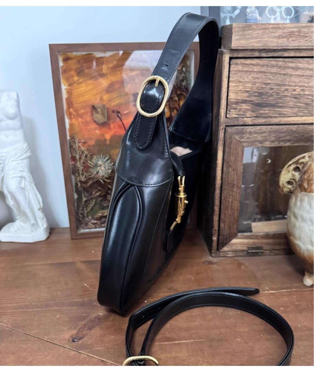 GUCCI Черная кожаная сумка через плечо, фото 3