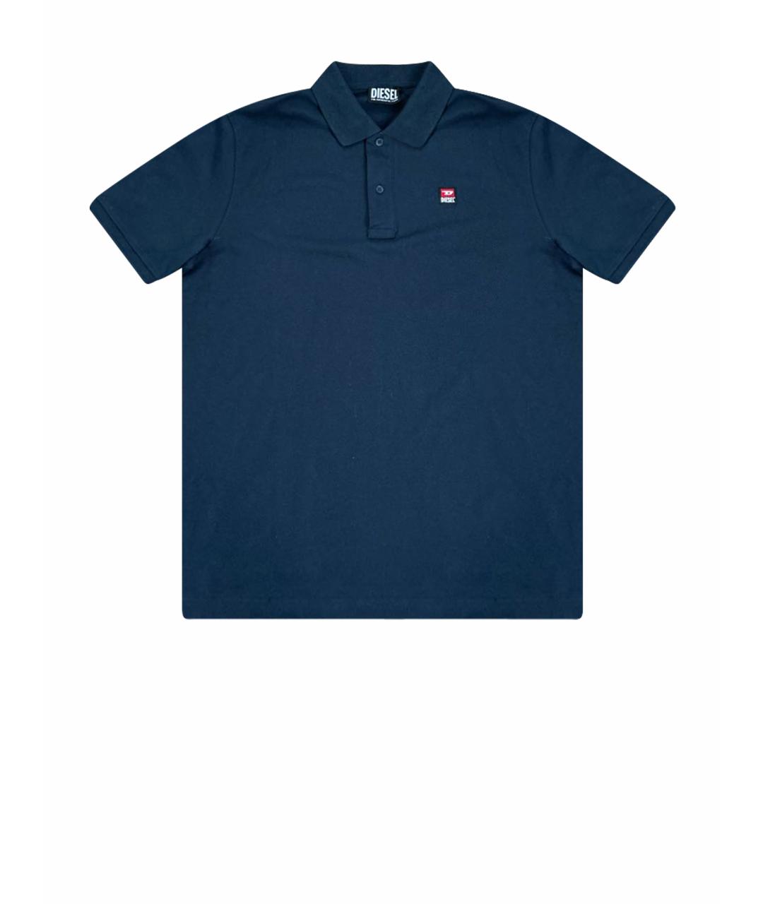 DIESEL Темно-синее хлопковое поло с коротким рукавом, фото 1