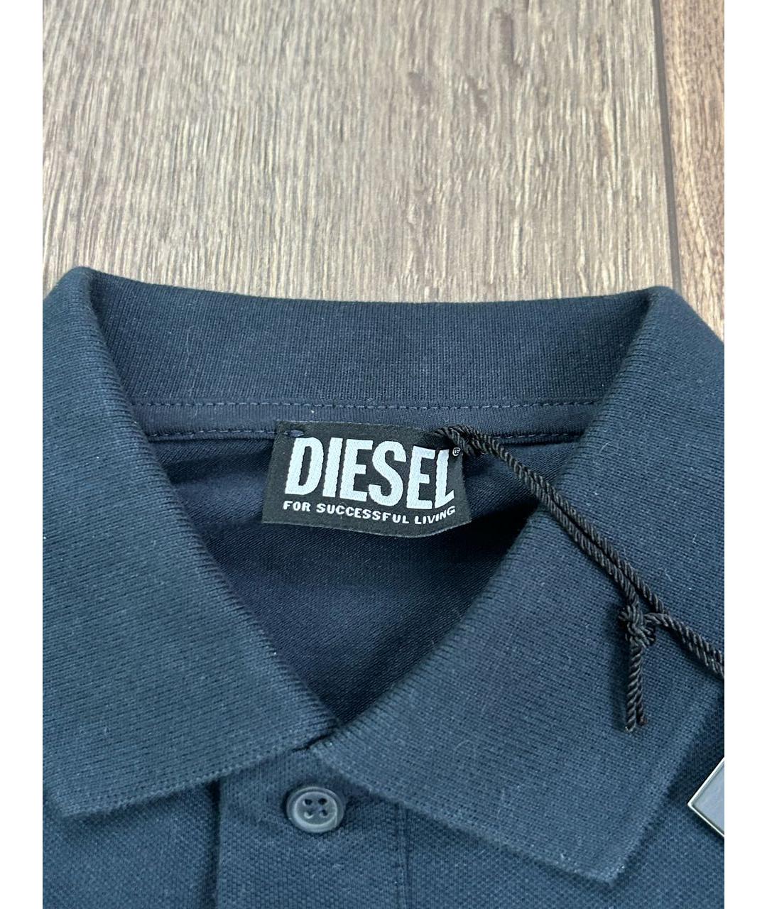 DIESEL Темно-синее хлопковое поло с коротким рукавом, фото 3