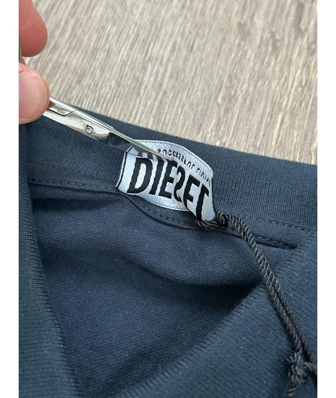 DIESEL Темно-синее хлопковое поло с коротким рукавом, фото 4