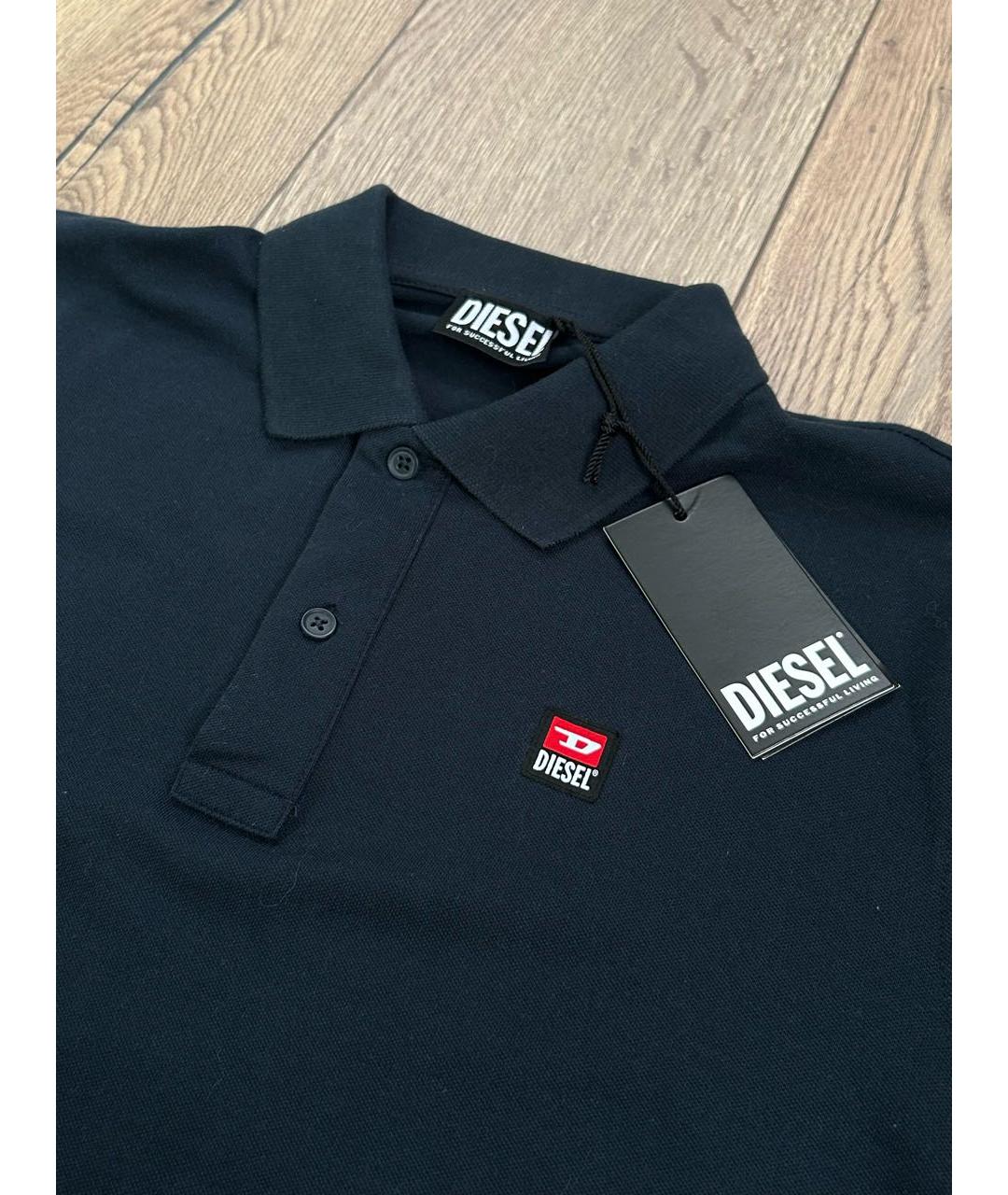 DIESEL Темно-синее хлопковое поло с коротким рукавом, фото 2