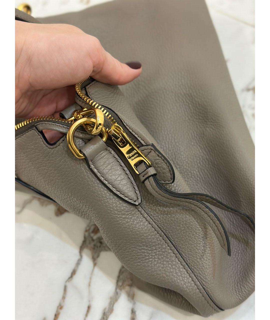 PRADA Антрацитовая кожаная сумка через плечо, фото 7