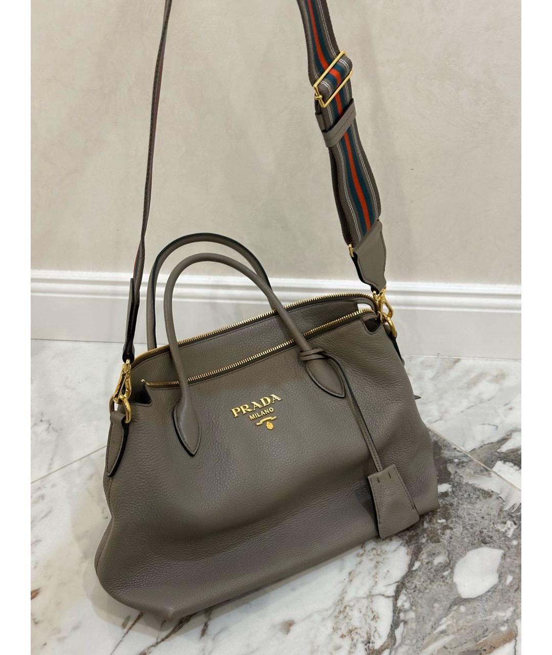 PRADA Антрацитовая кожаная сумка через плечо, фото 5