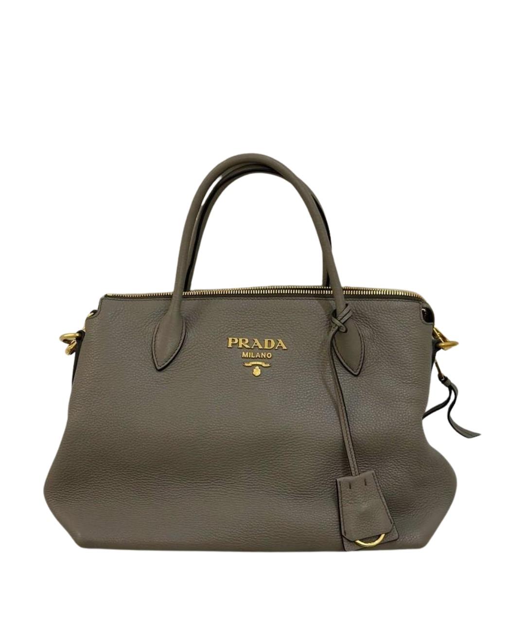 PRADA Антрацитовая кожаная сумка через плечо, фото 1