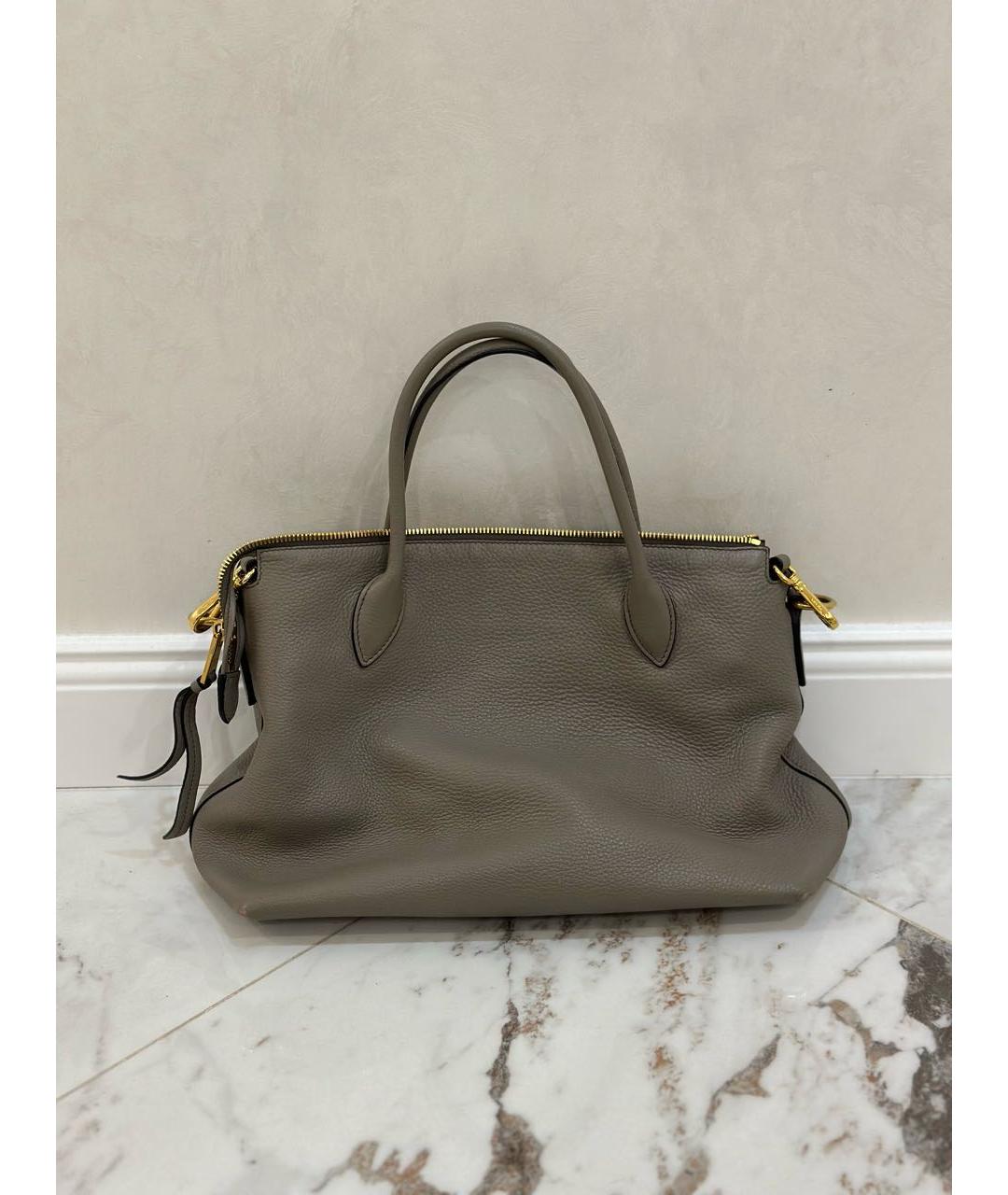 PRADA Антрацитовая кожаная сумка через плечо, фото 2